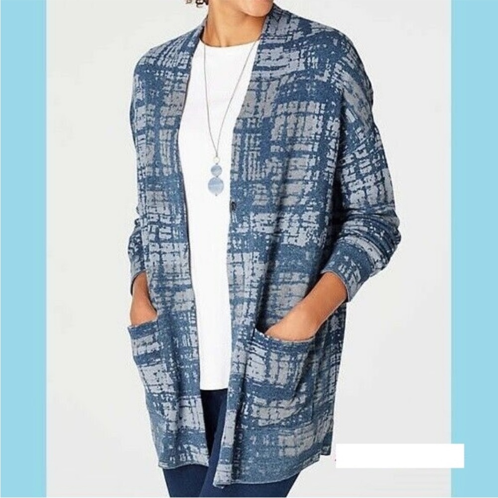 J. JILL Pure Jill MEDIUM Petite Indigo Cardigan